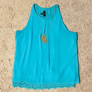 WORN ONCE XL Sleeveless Blouse Lace Trim